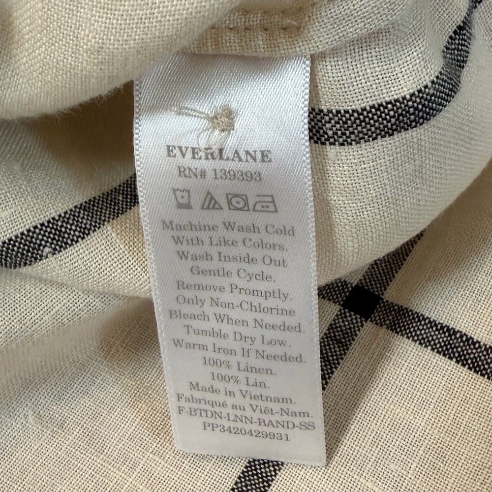 Everlane The Linen Utility Shirt Canvas Windowpane Pattern Size XL - Picture 10 of 11